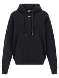 Off White Logo Embroidered Hoodie — Black