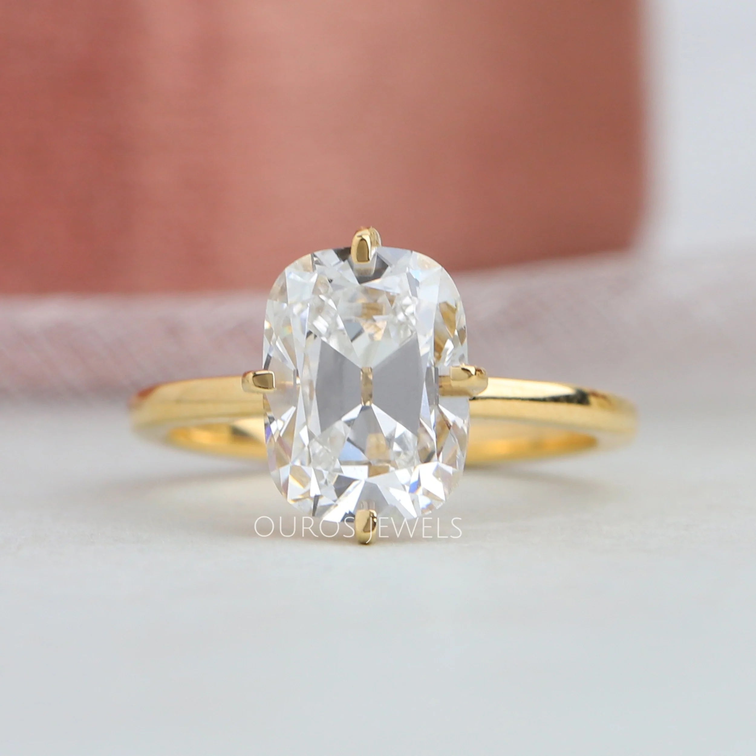 Old Mine Cushion Cut Solitaire Engagement Ring