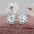 Old Mine Cushion Cut Halo Stud Earrings