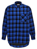 Off White Check Flannel Overshirt — Blue