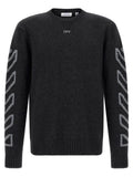 Off White Intarsia Wool Blend Sweater — Charcoal