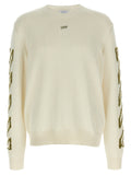 Off White Diag Outline Knit Sweater — Cream