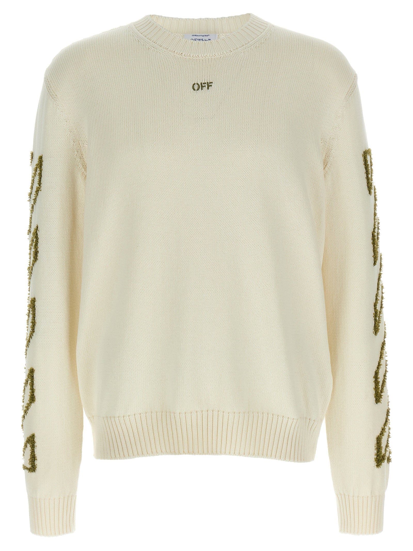 Off White Diag Outline Knit Sweater — Cream