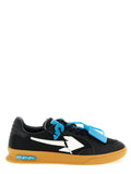Off White Nylon and Suede with Arrow Patch Sneakers — Black