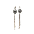CC Brass Resin Strass Faux Pearl Disco Ball Drop Clip On Earrings