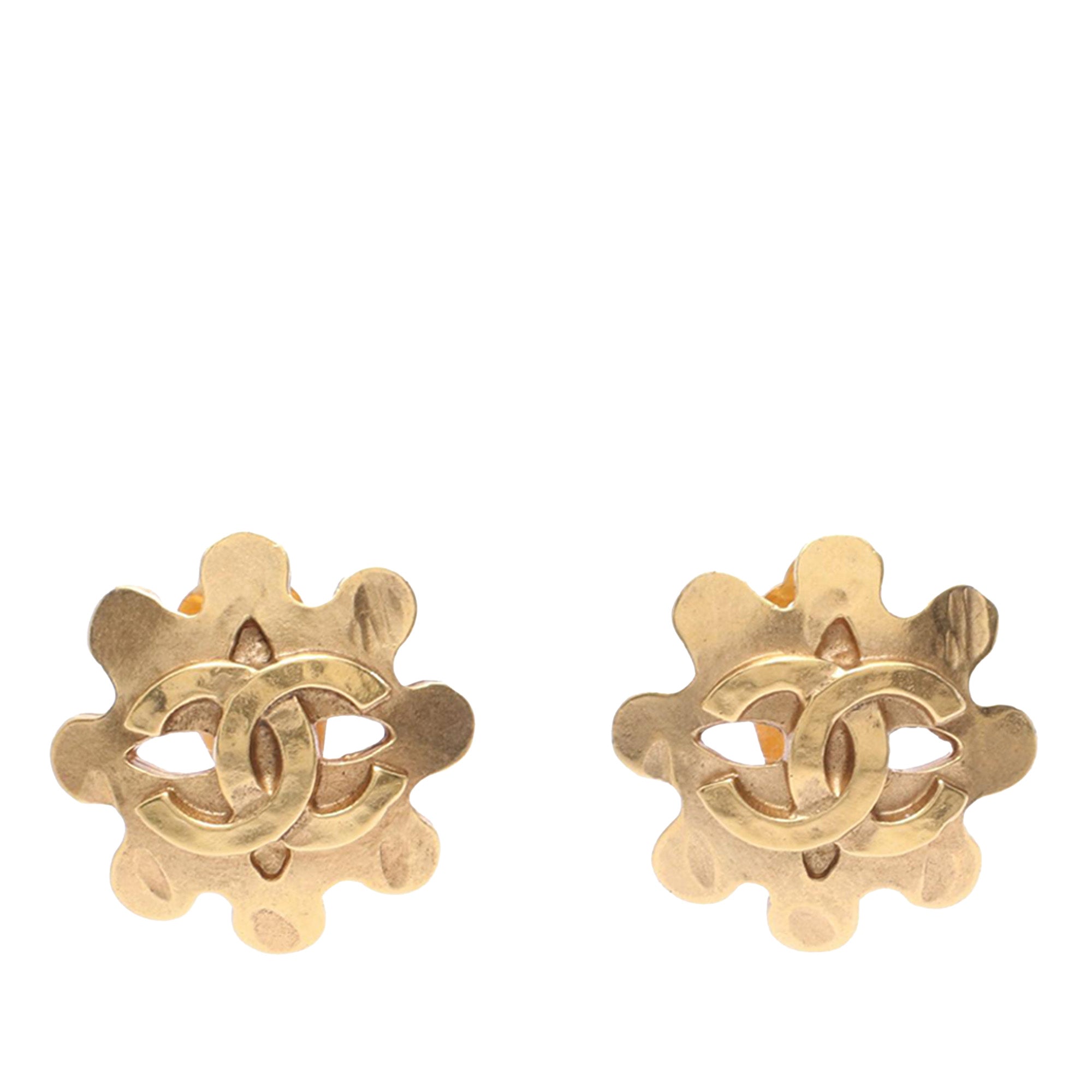 CC Gold Plated Flower Clip On Earrings