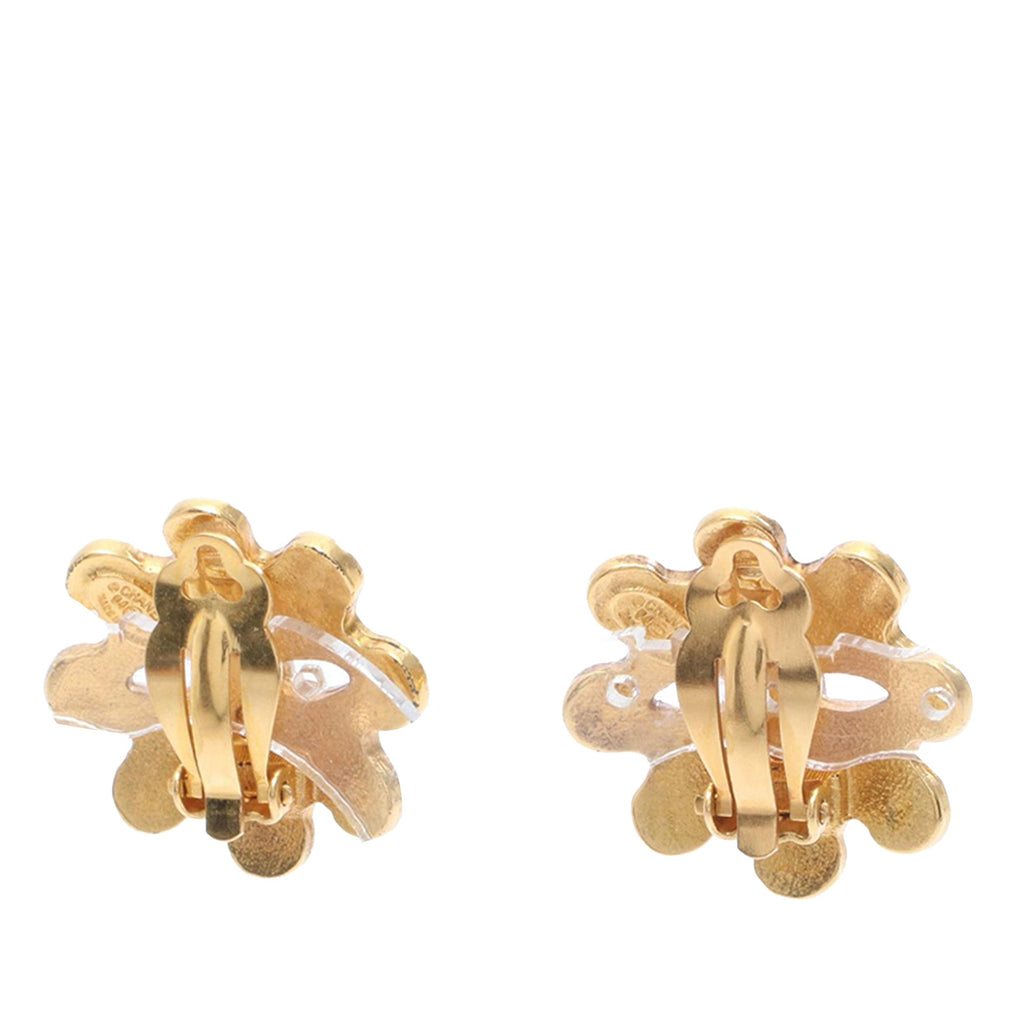 CC Gold Plated Flower Clip On Earrings