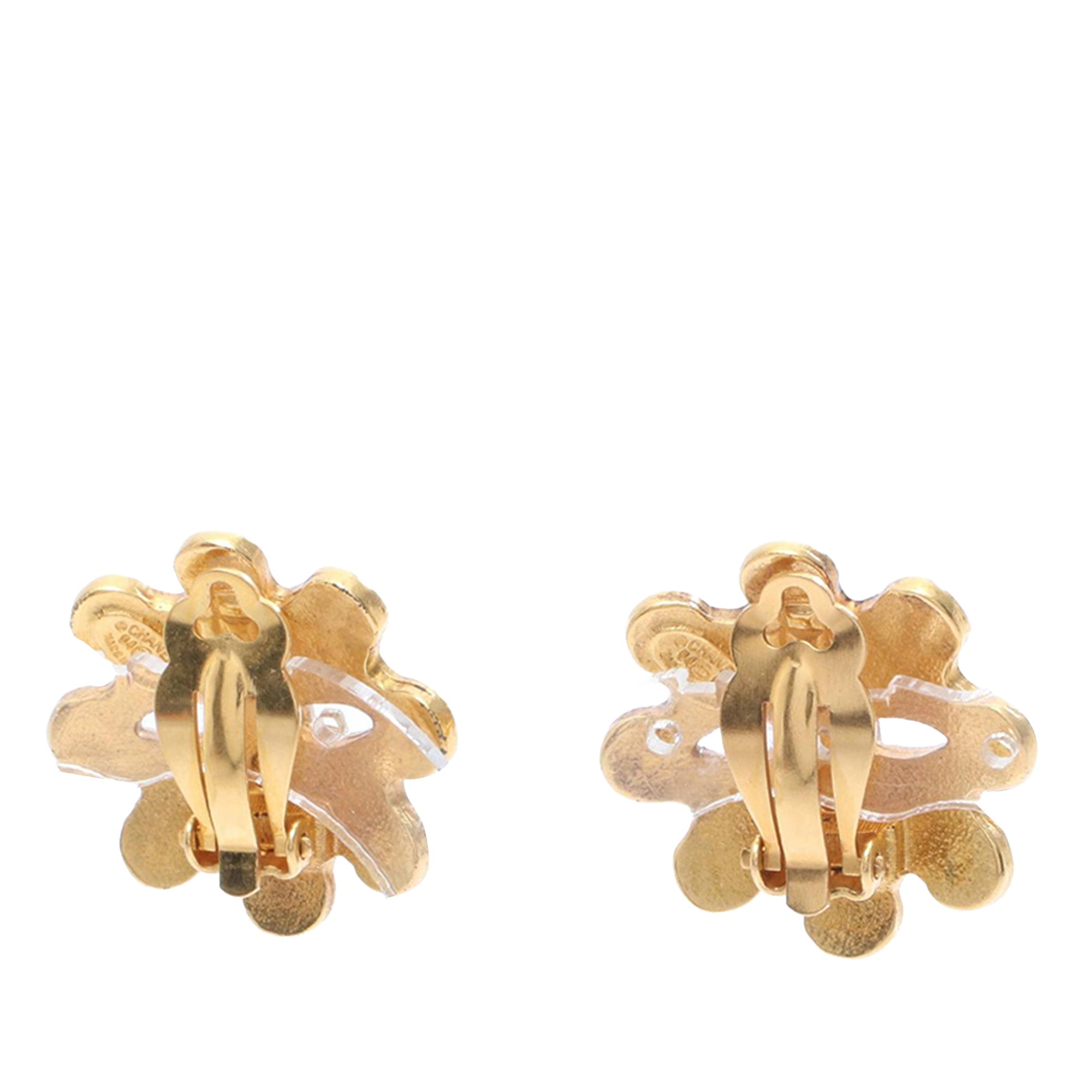 CC Gold Plated Flower Clip On Earrings