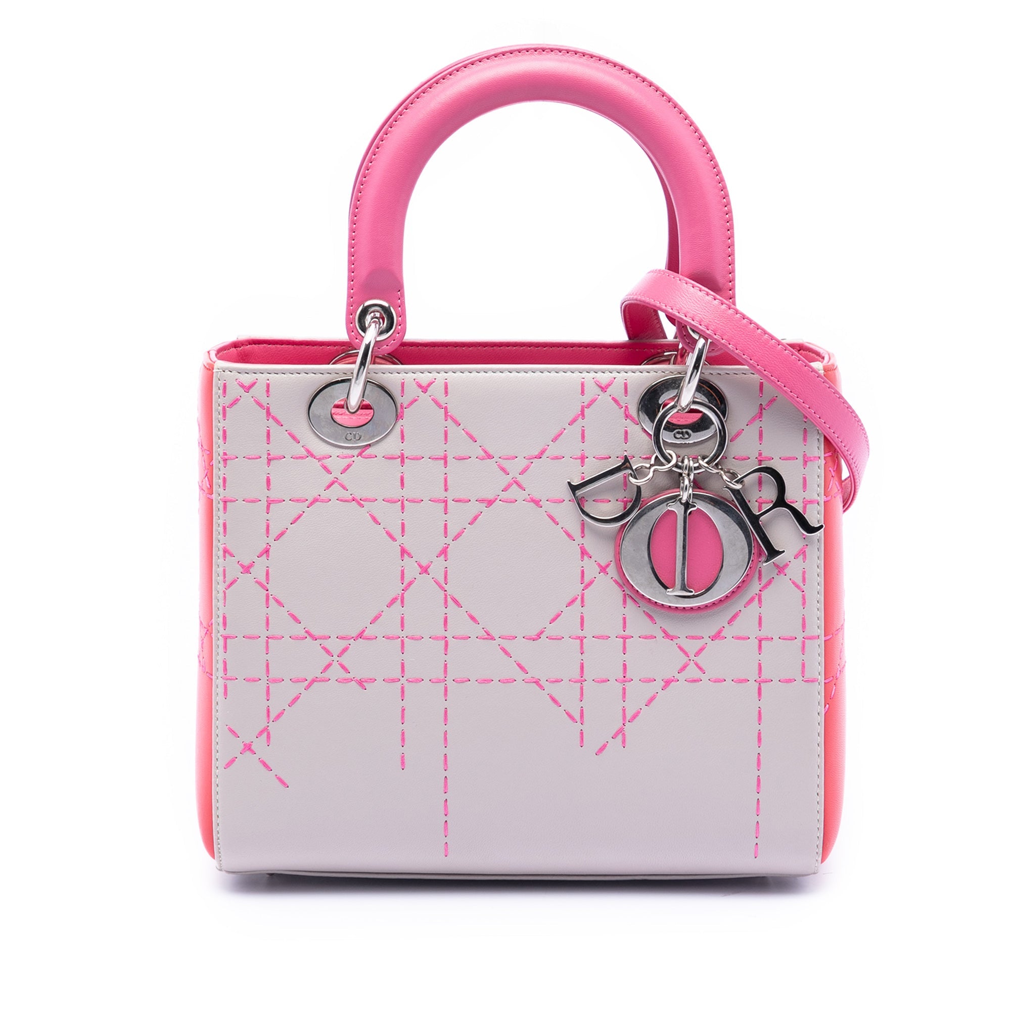 Medium Tricolor Lambskin Macrocannage Stitched Lady Dior