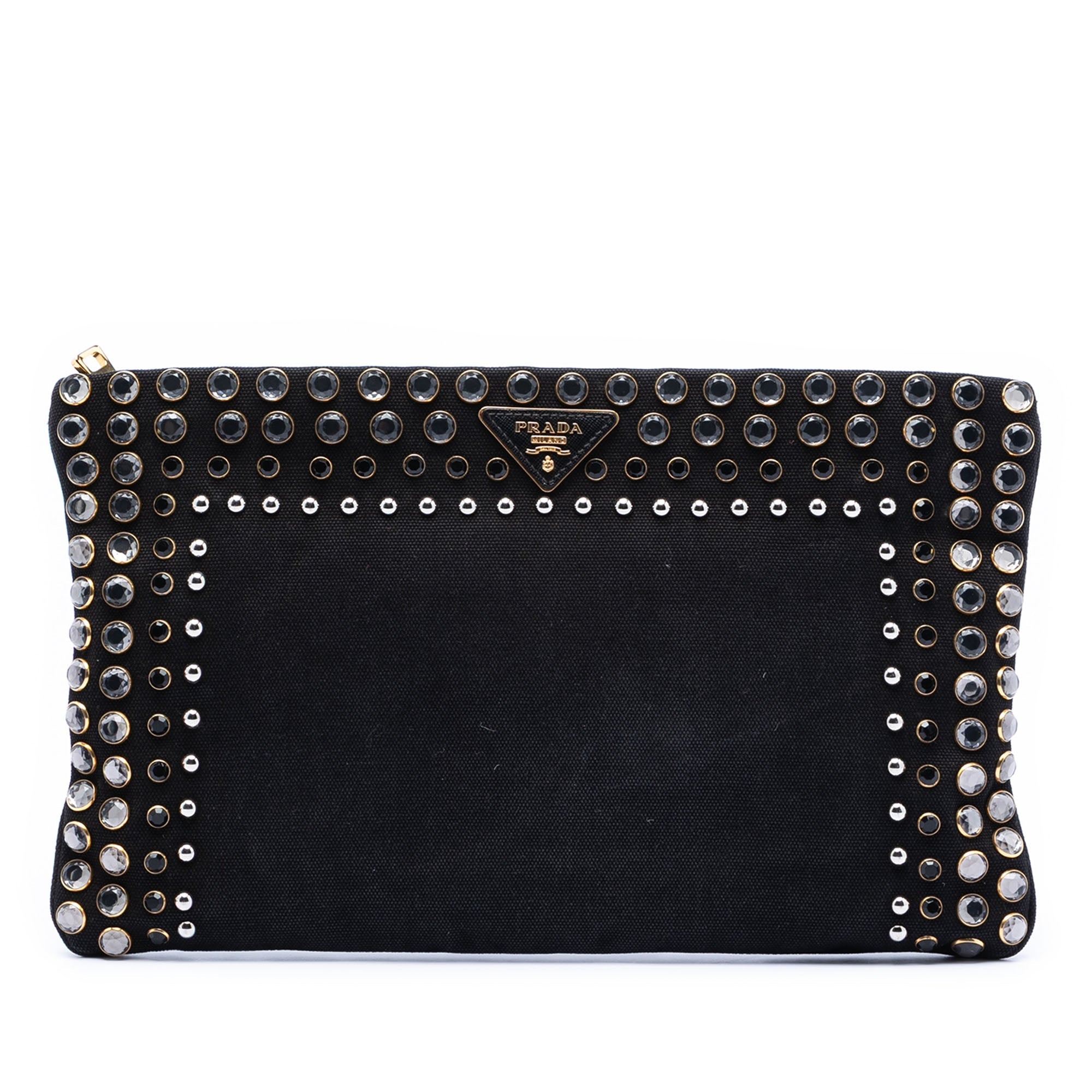 Canvas Canapa Studded Vernice Clutch