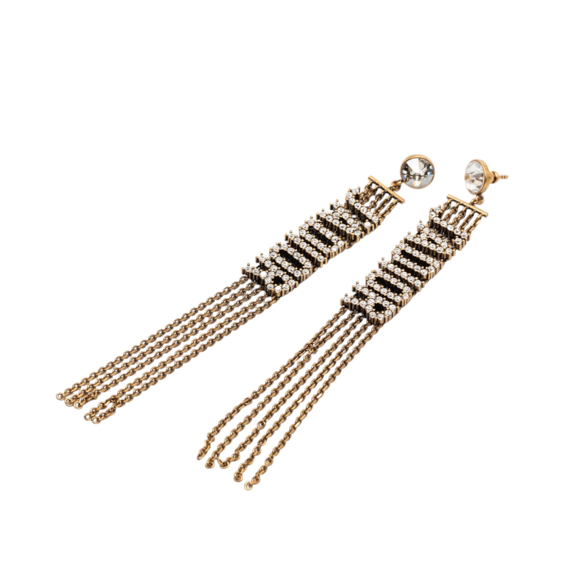 Gold Plated Strass JAdior Drop Push Back Earrings