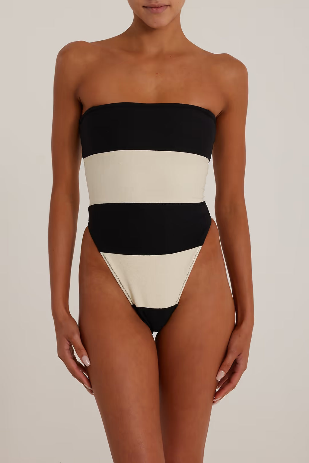 Stripe Strapless One Piece