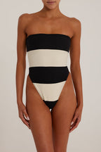 Stripe Strapless One Piece
