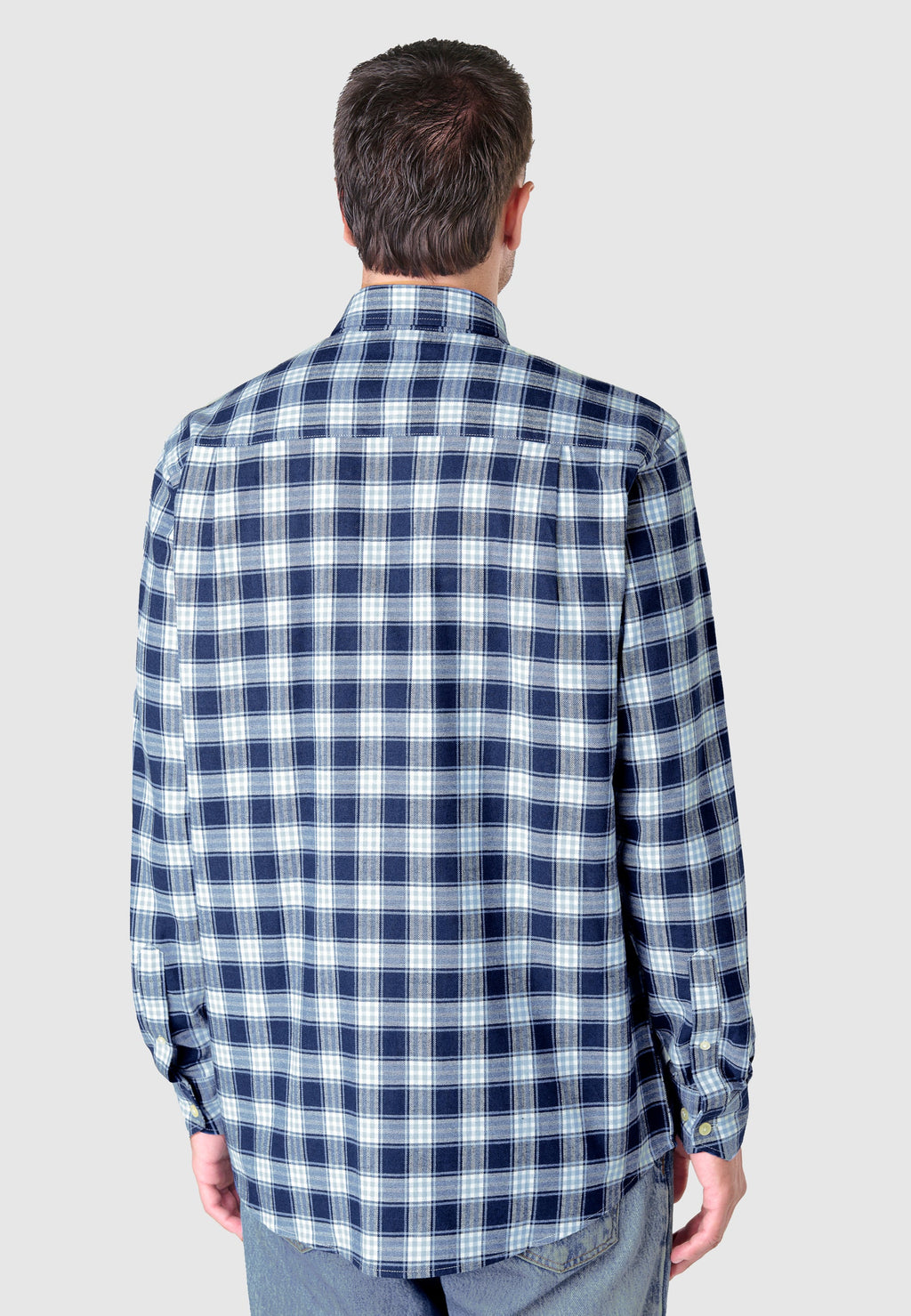 Camisa Hombre Franela Cuadros Algodón Invierno Premium con Bolsillo - Azul 0400_36