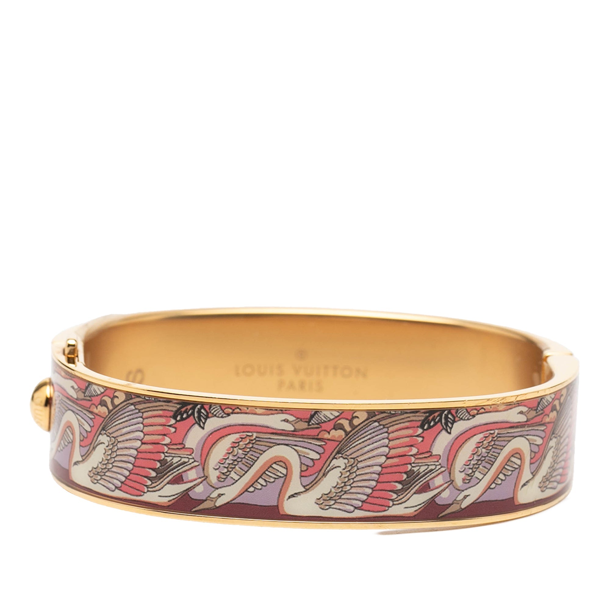 Gold Plated Enamel Monogram Confidential Hinge Bracelet S