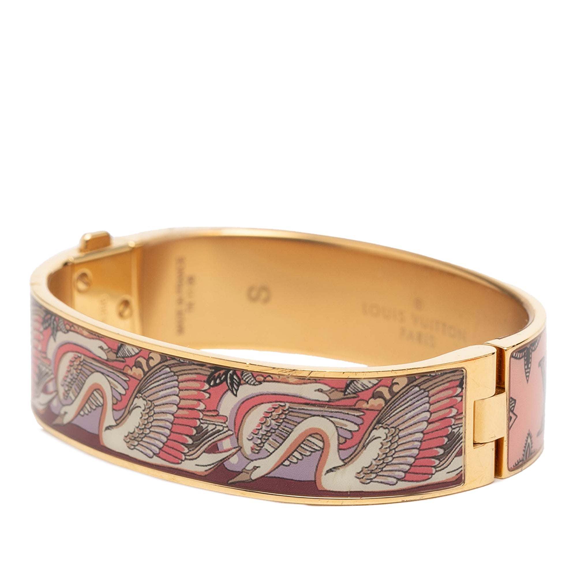 Gold Plated Enamel Monogram Confidential Hinge Bracelet S