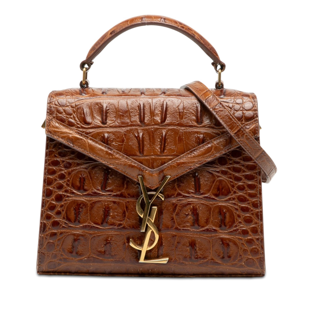 Mini Croc Embossed Calfskin Monogram Cassandra Top Handle Bag