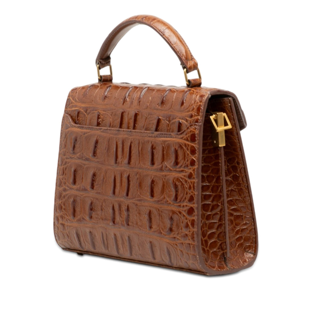 Mini Croc Embossed Calfskin Monogram Cassandra Top Handle Bag