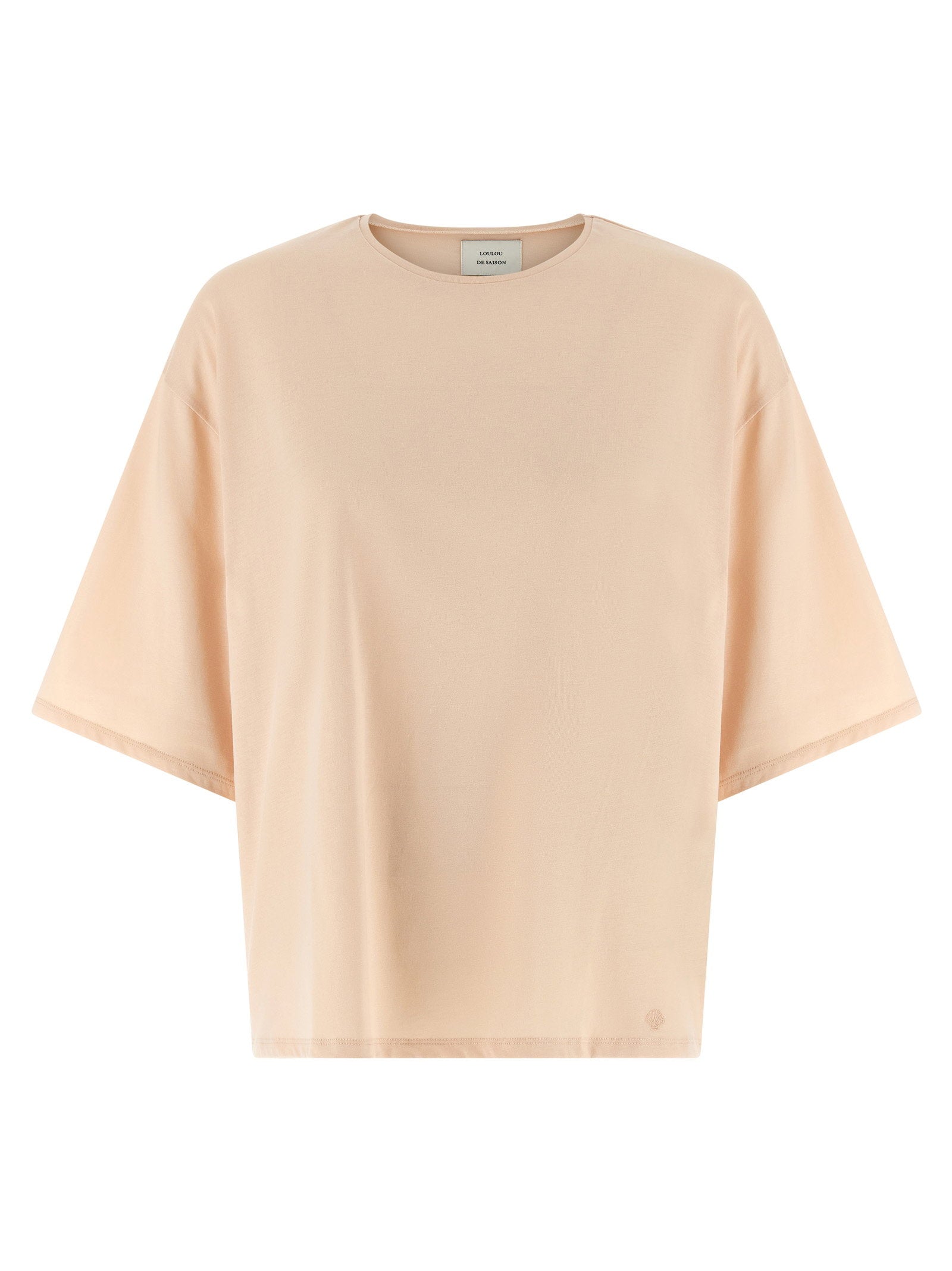 Loulou De Saison Embroidered Logo Supima Cotton T-Shirt — Beige
