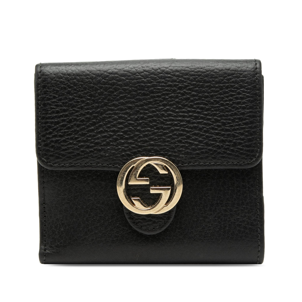 Leather Interlocking G Small Wallet