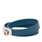 Leather Gancini Lock Double Wrap Bracelet