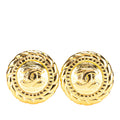 Gold Plated CC Button Clip on Earrings
