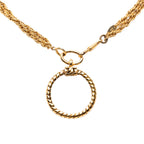 CC Gold Plated Double Chain Loupe Magnifying Glass Pendant Necklace