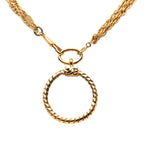 CC Gold Plated Double Chain Loupe Magnifying Glass Pendant Necklace