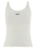 Off White Logo-Embroidered Ribbed Stretch Cotton Tank Top — White