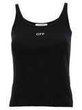 Off White Logo-Print Ribbed Tank Top — Black