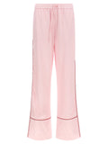 Off White Jacquard Satin Pajama Pants — Pink