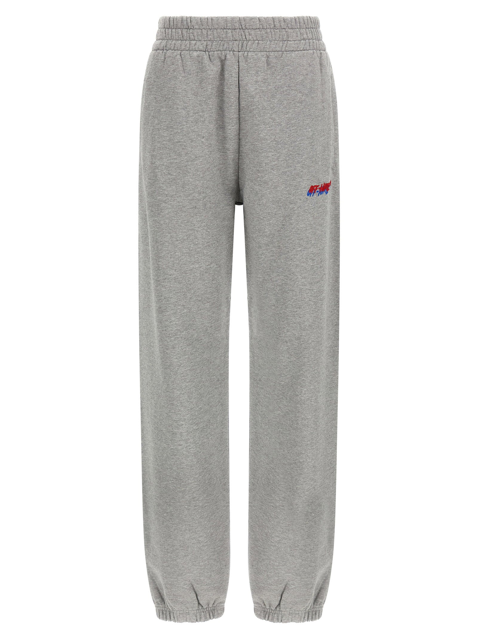 Off White Logo-Embroidered Joggers — Gray