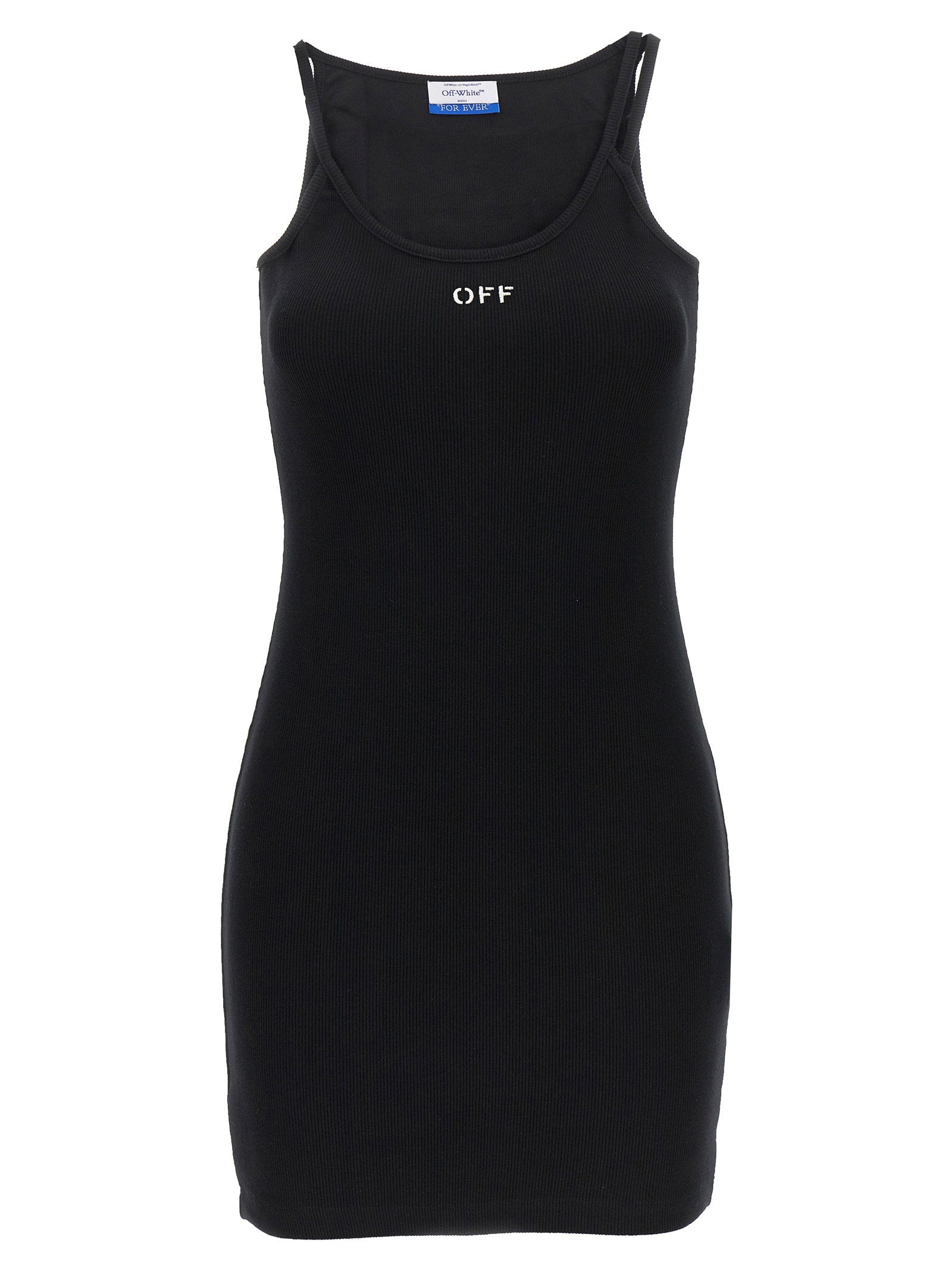 Camiseta sin mangas de algodón acanalado con logo bordado Off-White — Negro