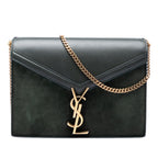 Suede and Calfskin Monogram Cassandra Clasp Bag