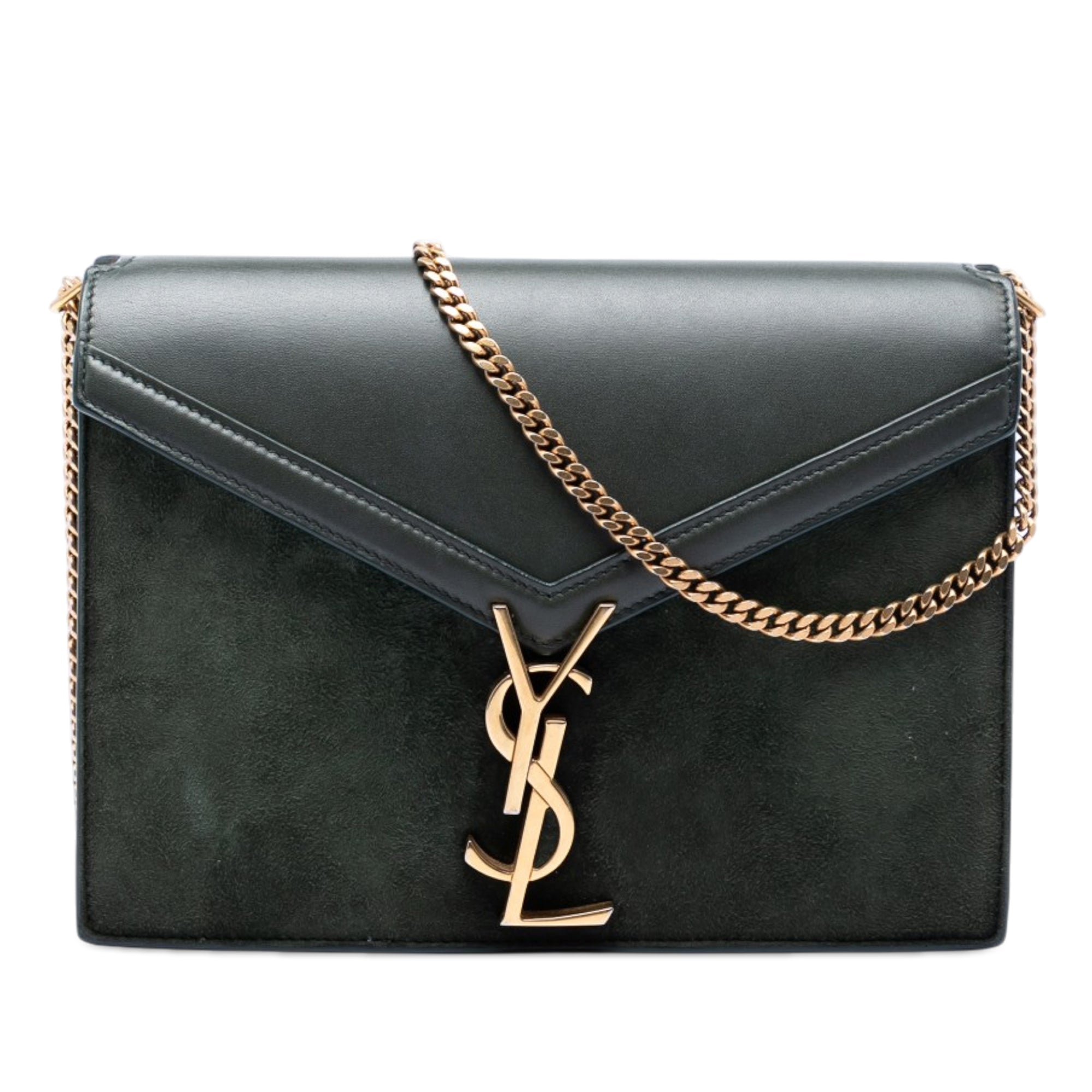 Suede and Calfskin Monogram Cassandra Clasp Bag