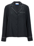 Off White Jacquard Logo Pajama Shirt — Black