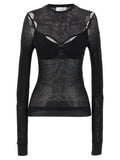 Off White Mesh Bralette Blouse — Black