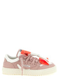 Off White Mixed-Material Low-Top Sneakers — Mauve