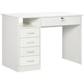 Home Office Desk with Drawers, Computer Desk with Lockable Drawer & Open Compartment, White