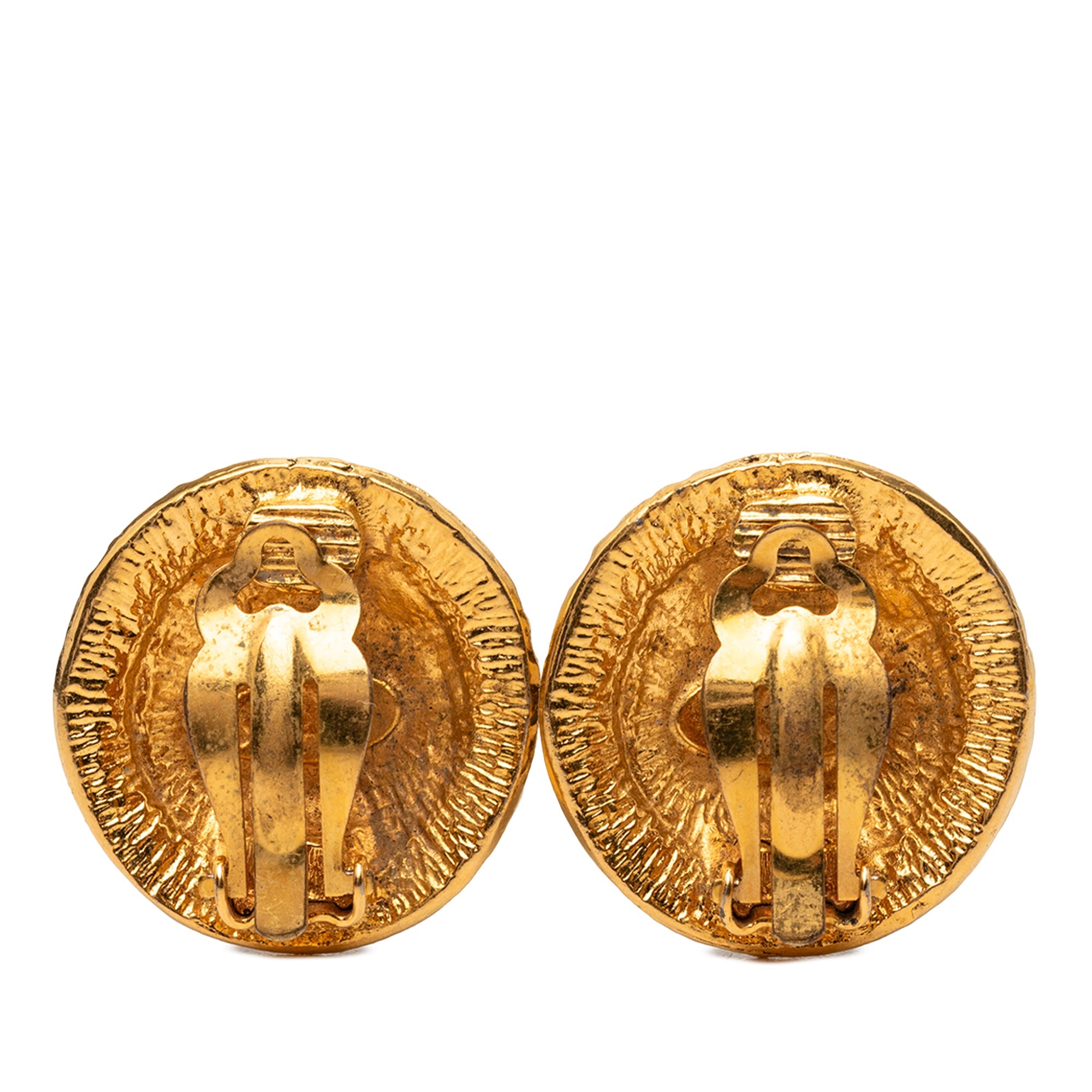 CC Gold Plated Rue Cambon Round Clip on Earrings