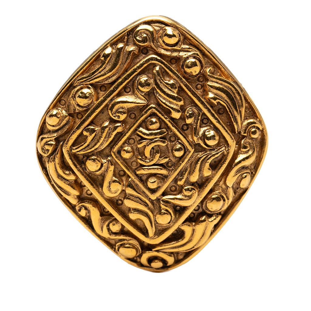 CC Gold Plated Diamond Byzantine Brooch