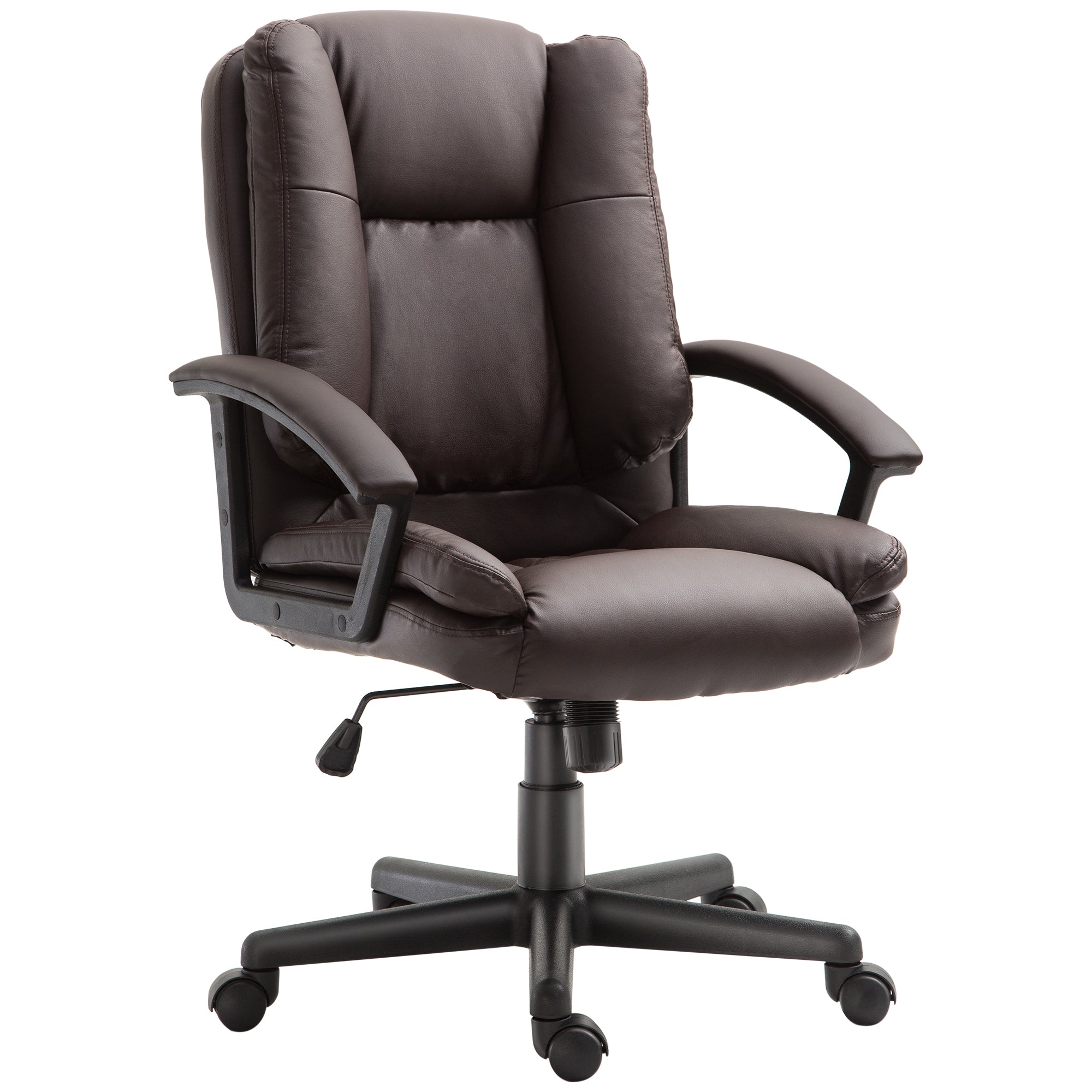 Mid Back Computer Desk Chair with Adjustable Height & Rolling Wheels, Brown