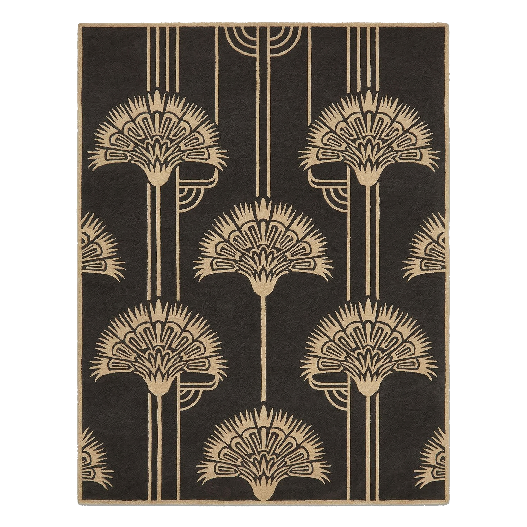 Obsidian Gilded Bloom Hand Tufted Wool Rug