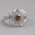 Octagon Champagne Diamond Double Halo Ring