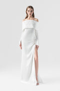 Opulence Off-Shoulder Crystal Embellished Silk Gown