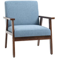 Morden Linen-Feel Accent Chair with Wood Legs & Arms Blue