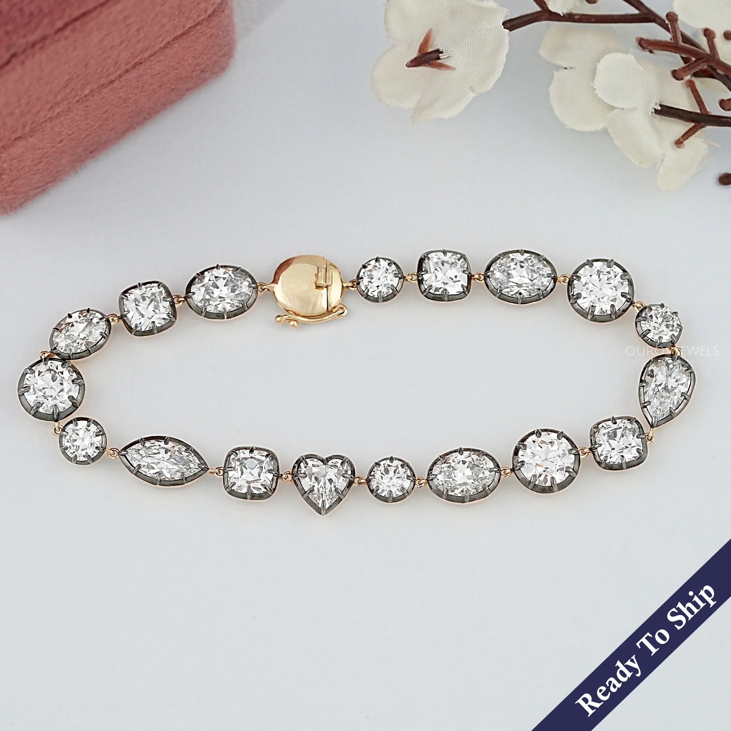 Multi Shape Old Cut Lab Diamond Tennis Bracelet