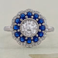 Old European Round Cut Sapphire Halo Engagement Ring
