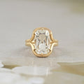 Old Mine Cushion Diamond Half Bezel Set Split Shank Ring