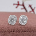 Old Mine Cushion Diamond Bezel Set Stud Earrings